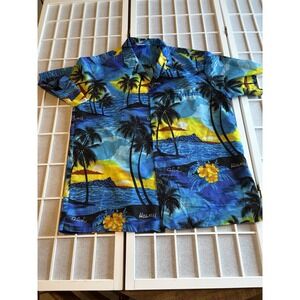 Vintage Men's "Royal Creations"‎ Blue Aloha Hawaiian Shirt XL